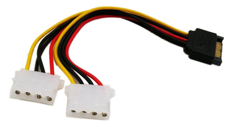 zdyCGTime 6 Inch Sata 15-Pin Male to Dual 4 Pin Molex Lp4 Female IDE Hard Drive Power Y-Adapter Converter Cable,Male to Female for 12V/5V IDE HDD DVD - Image 1